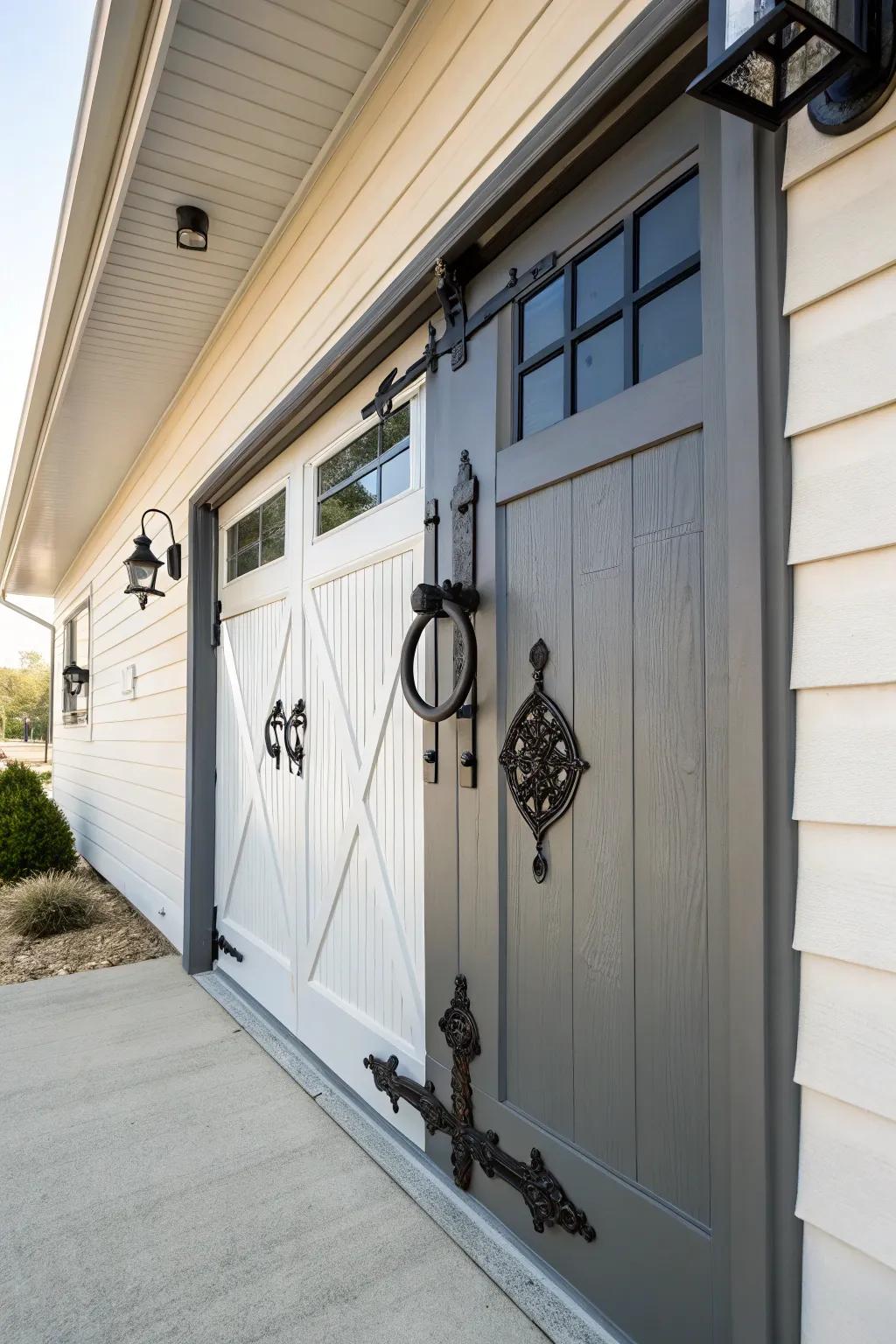 Unique hardware adds personal flair to this entry door.