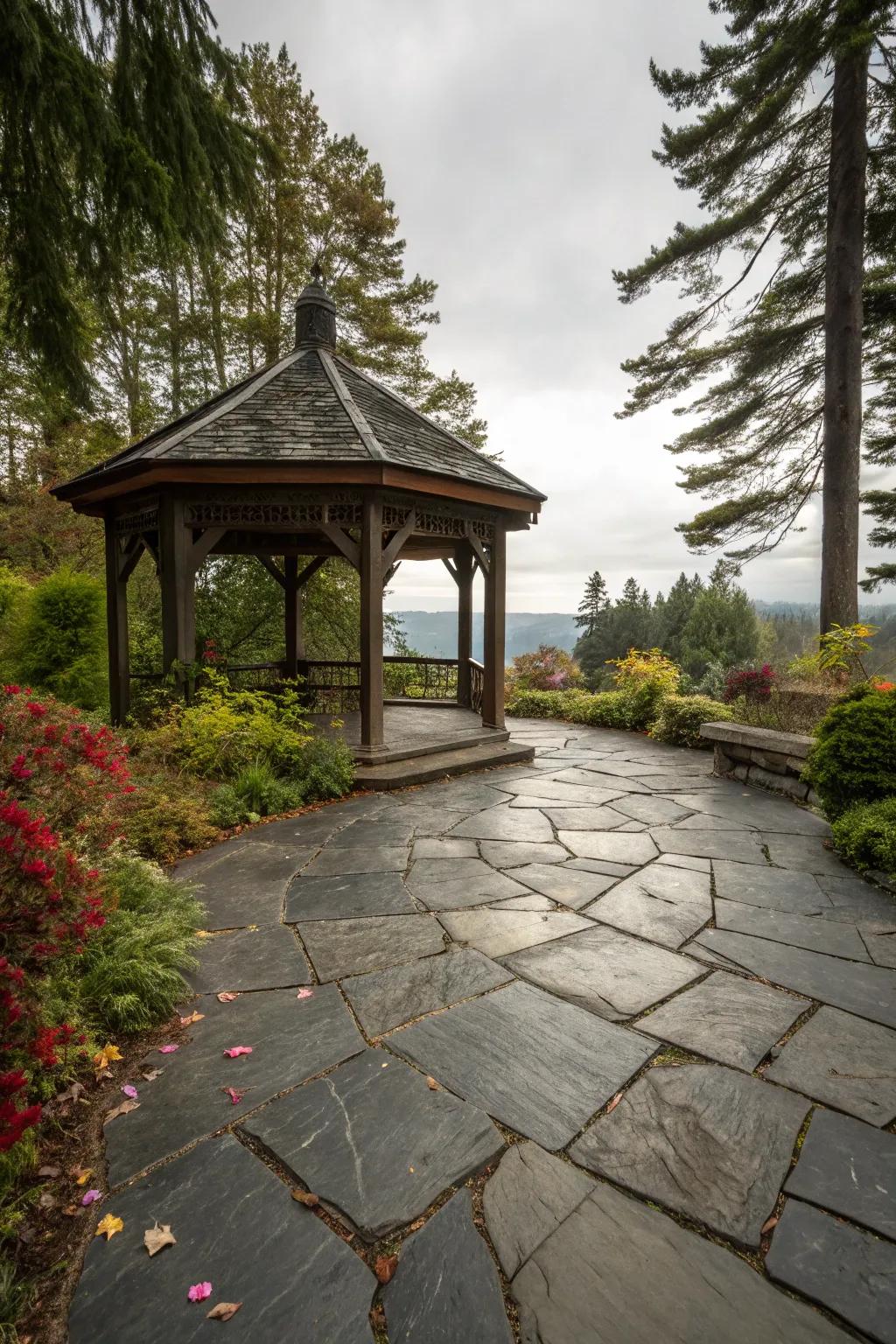 Capture stark beauty with raw slate flooring.
