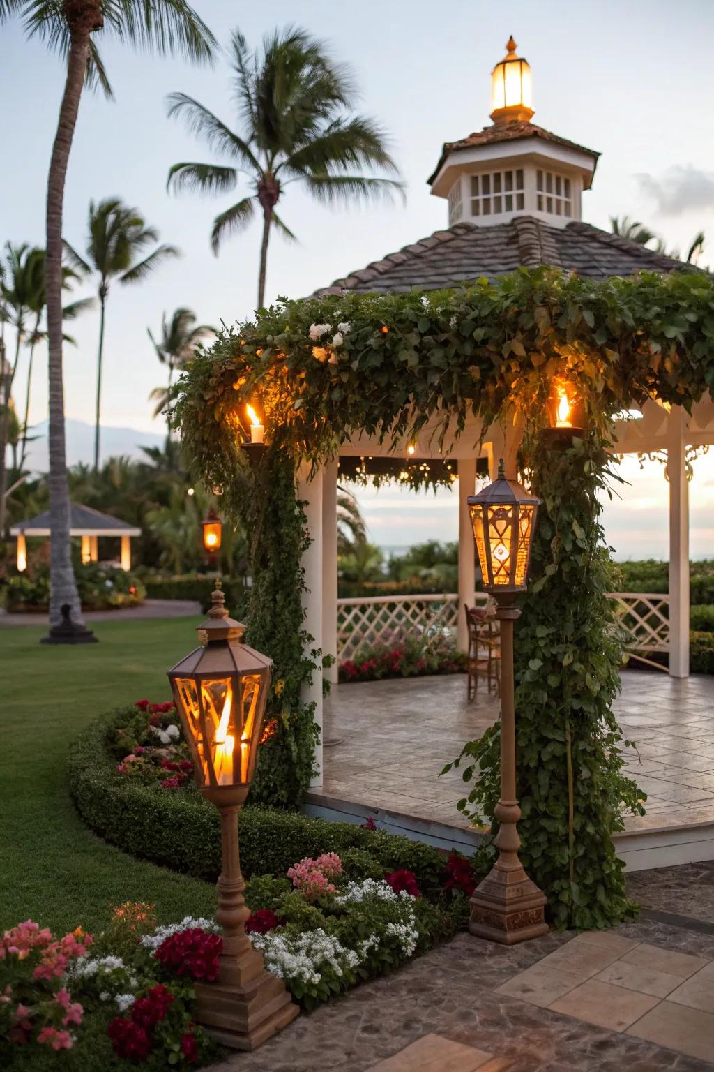 Tiki torches saturate your gazebo with a tropical, exotic vibe.