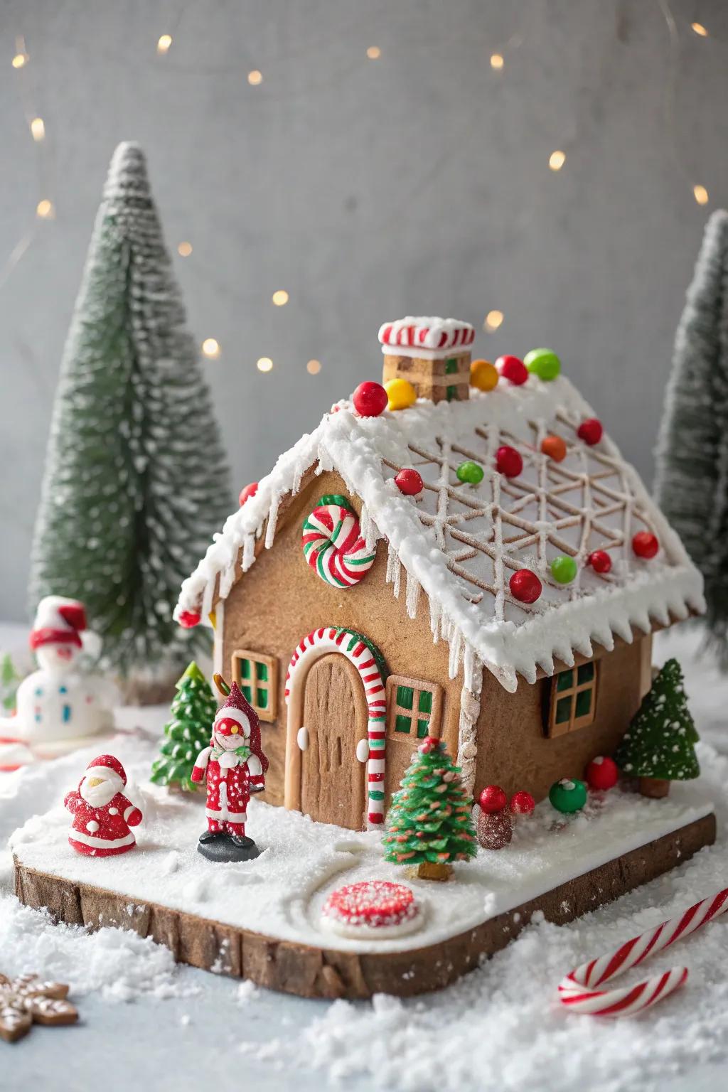 Santa's workshop confectionary house radiating seasonal cheer.