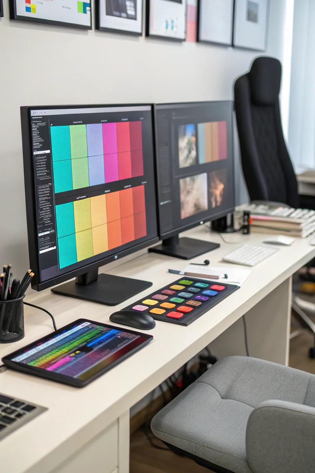 High-definition monitors ensure precise and vibrant visual output.