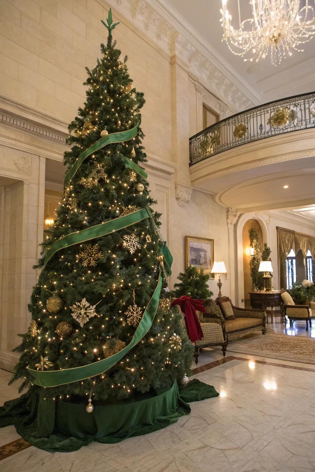 Elegant and opulent featuring green plush bands.