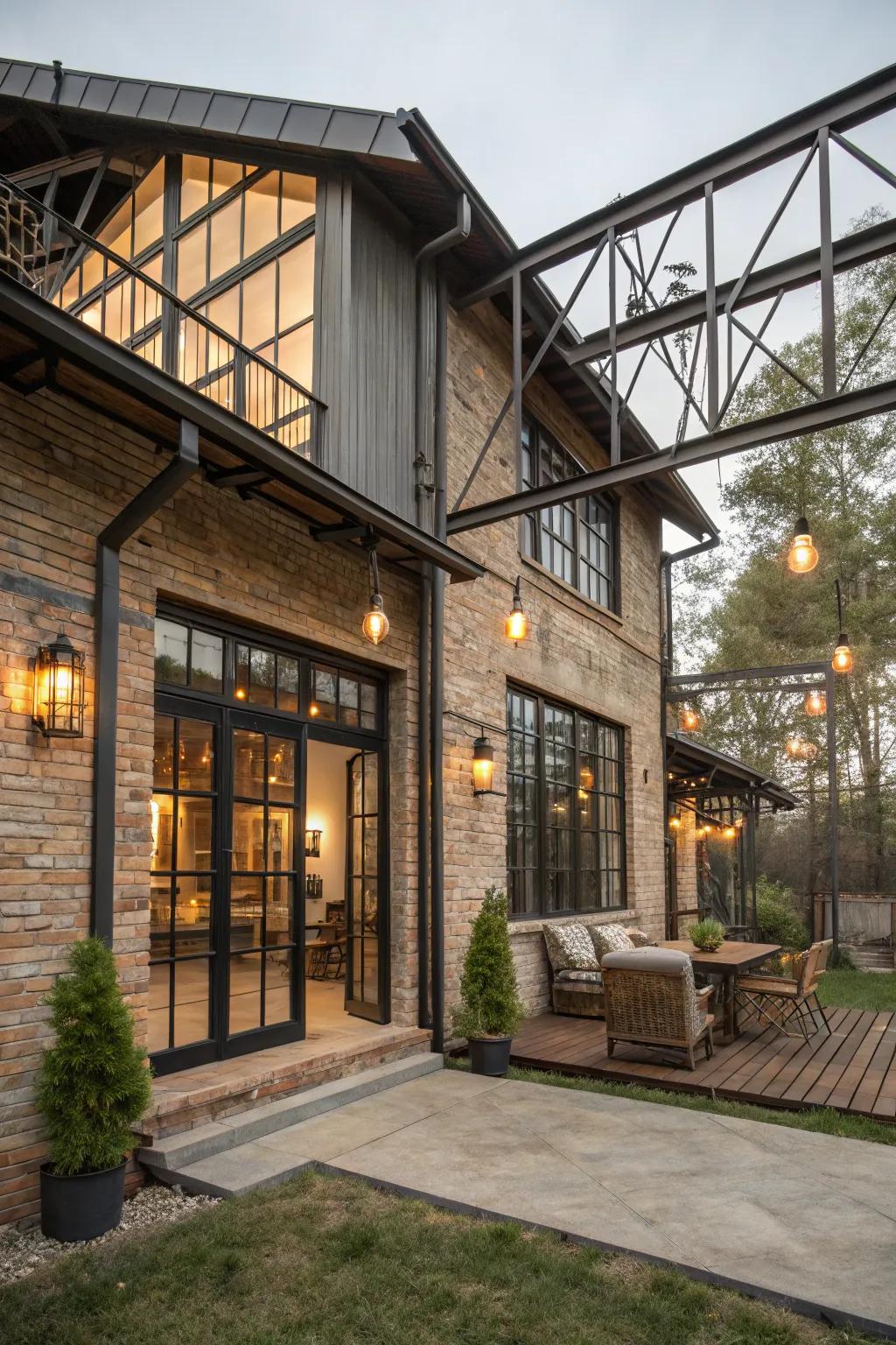 A guest house featuring a modern factory style with exposed elements.