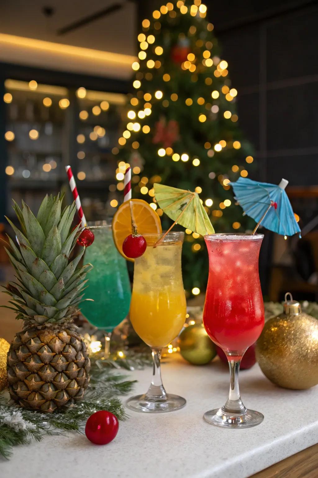 Tropical cocktails infusing your celebration with island spirit.