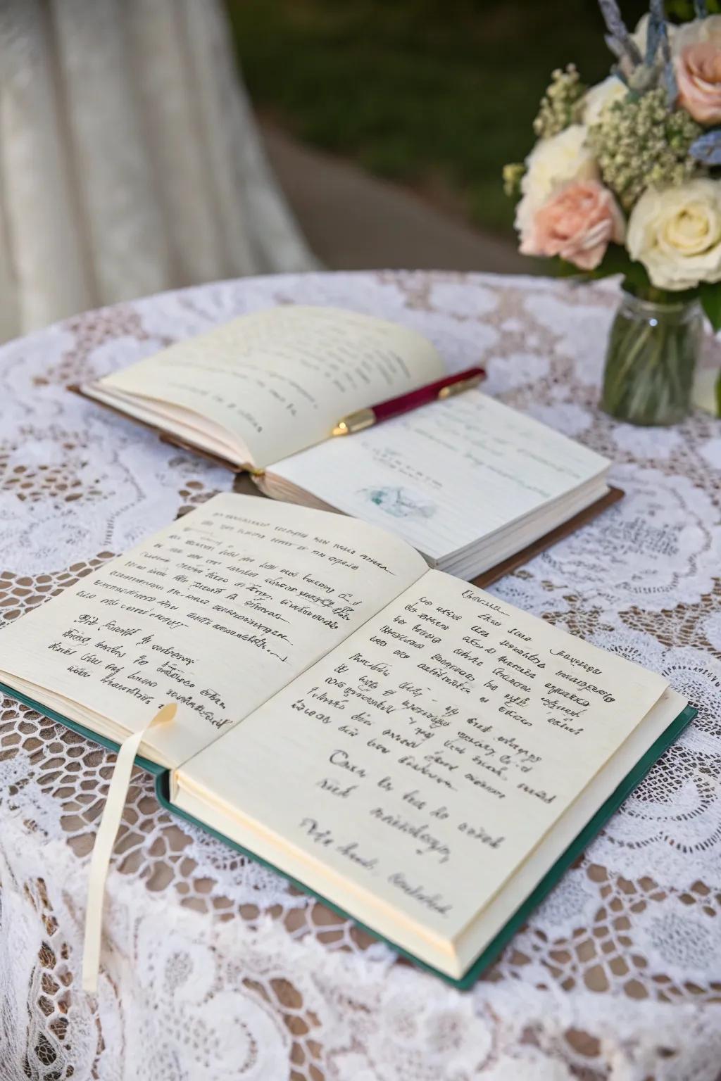 Vow books capture the heartfelt promises of a wedding day.