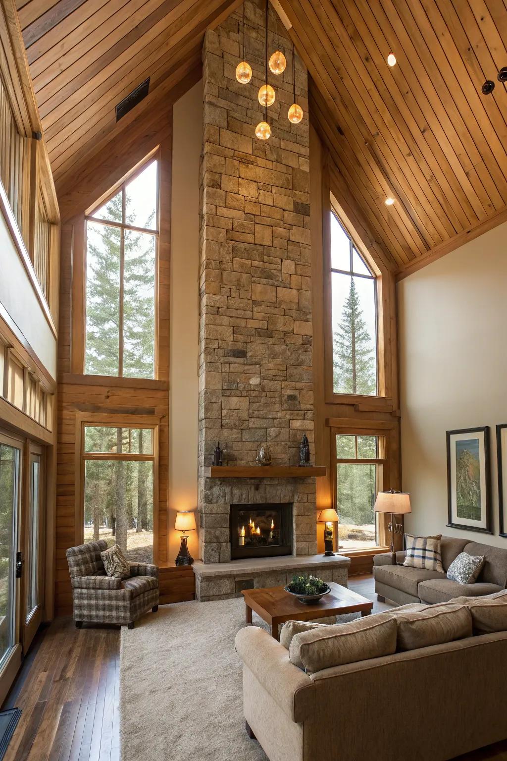 Vertical cladding accentuates height and comfort.