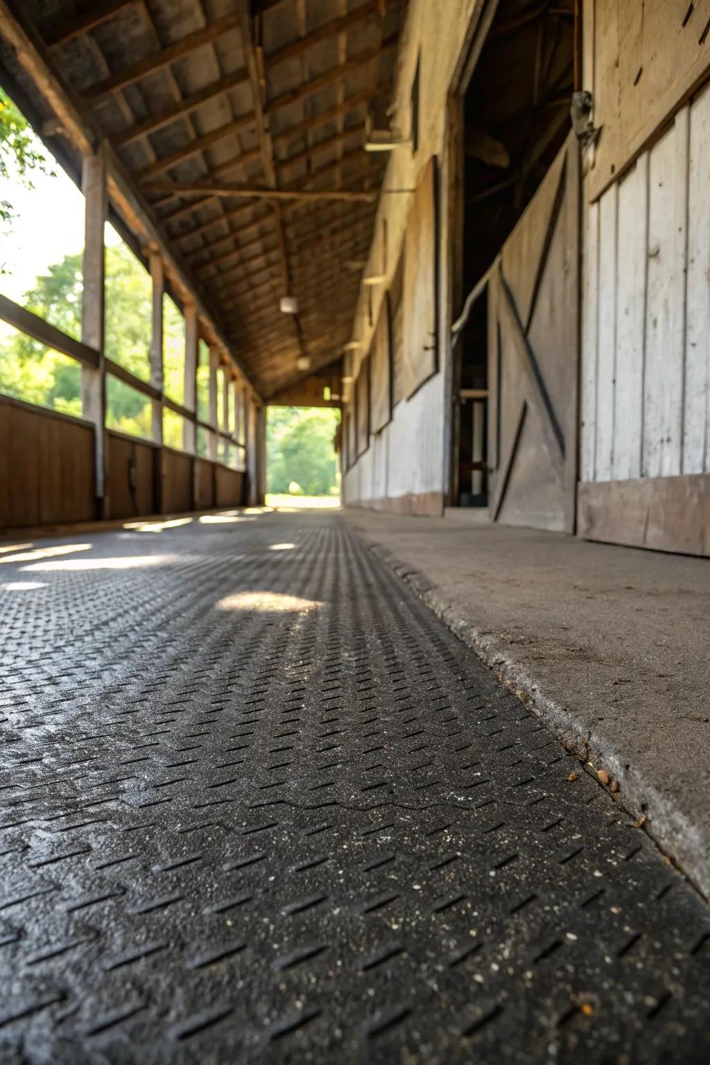 Textured asphalt delivers a cost-effective and practical flooring choice with enhanced grip.
