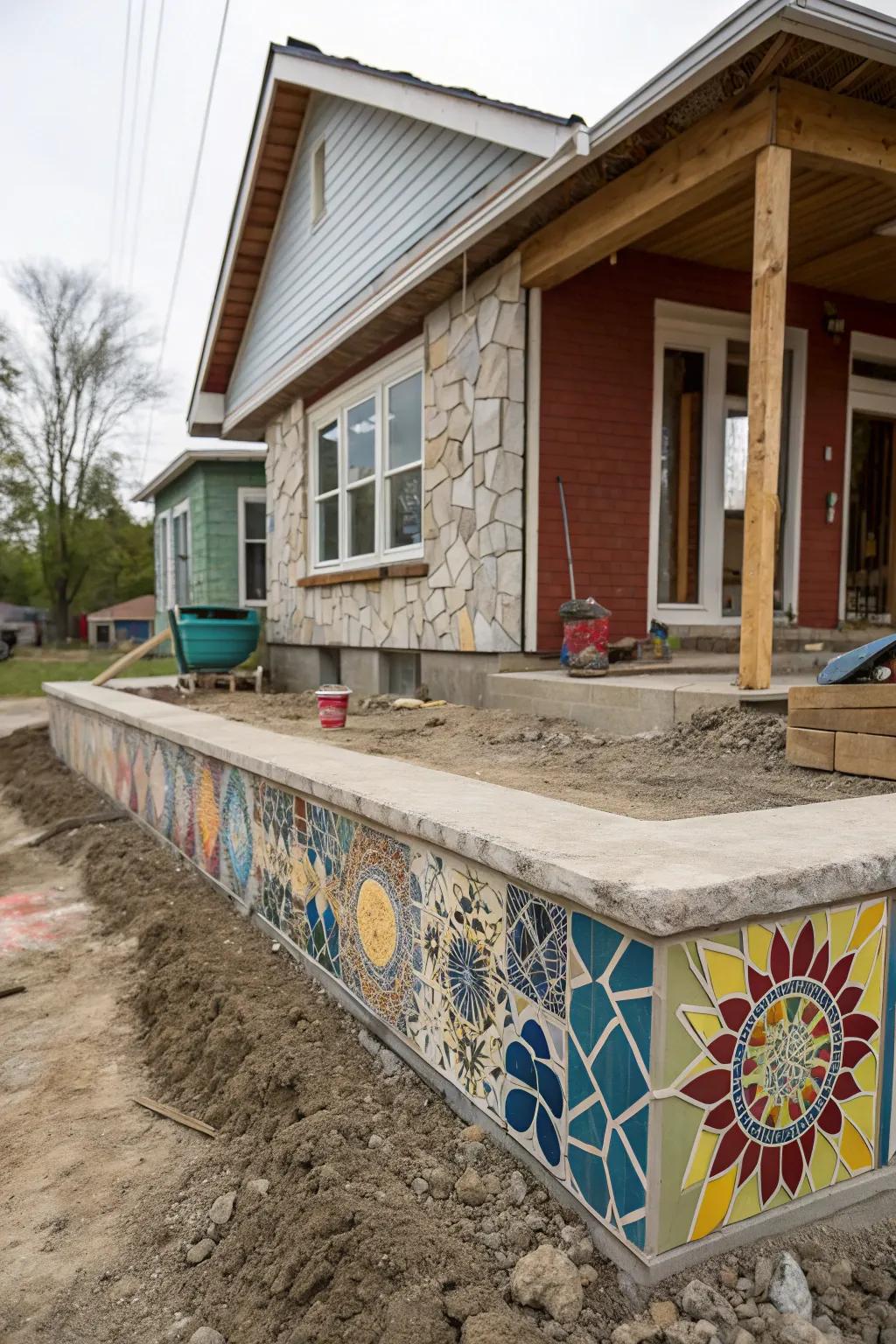 Intricate tilework turns this foundation into a vibrant work of art.