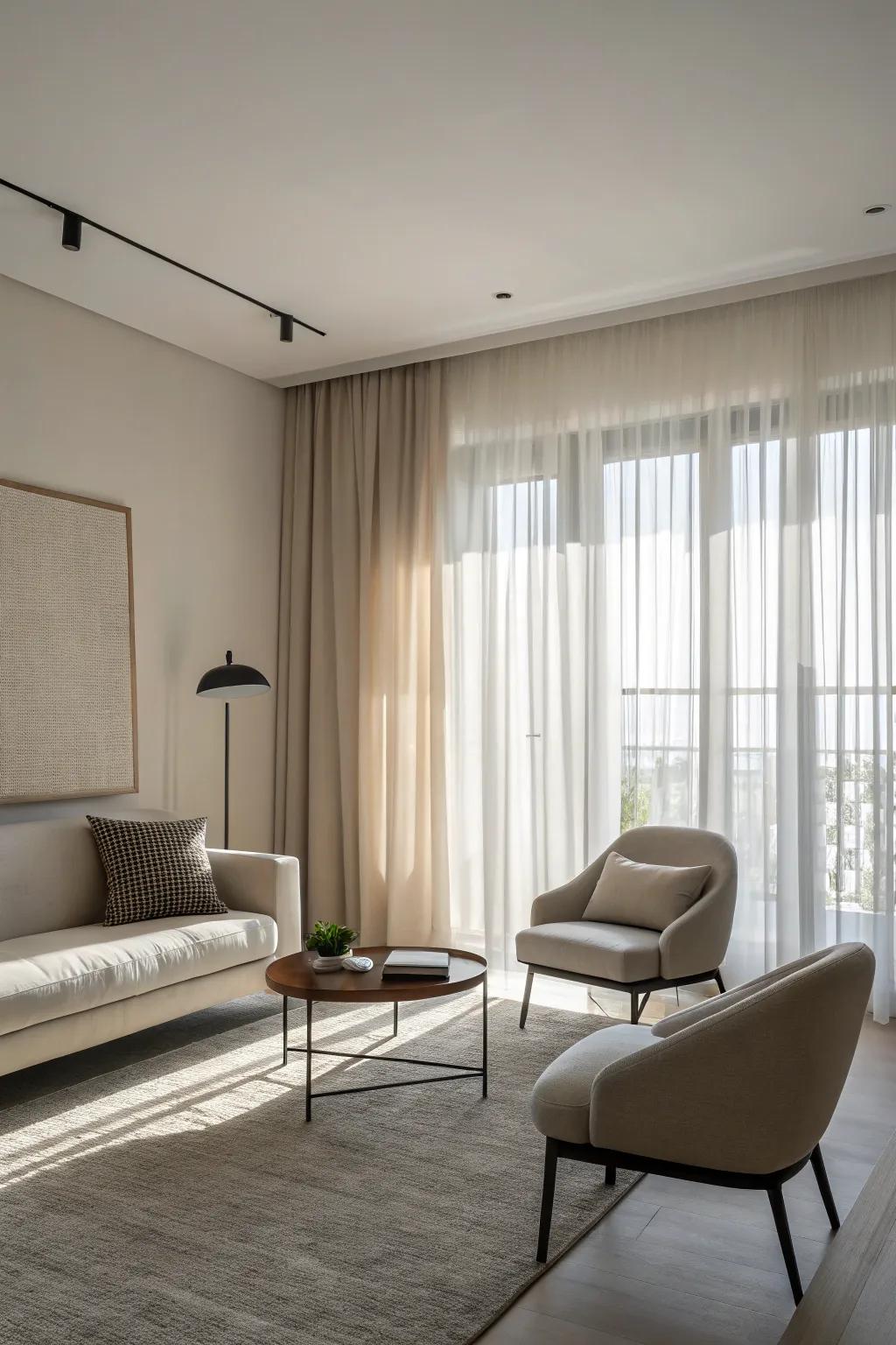 Minimalist window dressings have the capacity to contribute to a pristine and serene dwelling space.