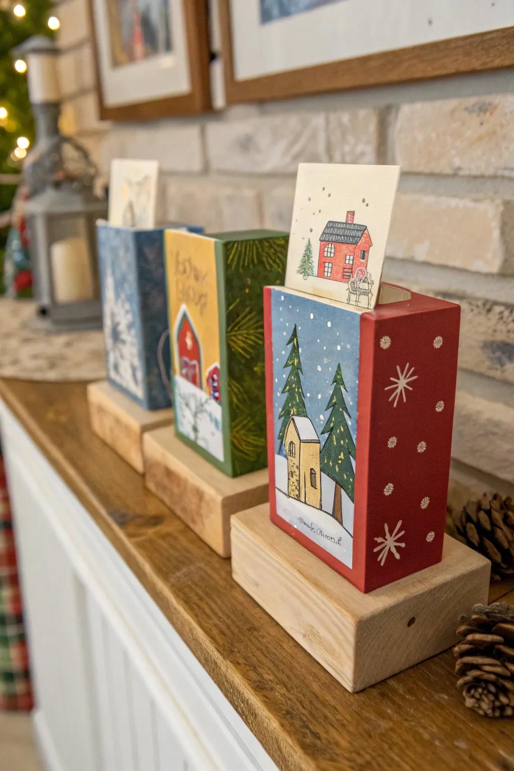 Accept simplicity with a wood piece card display.