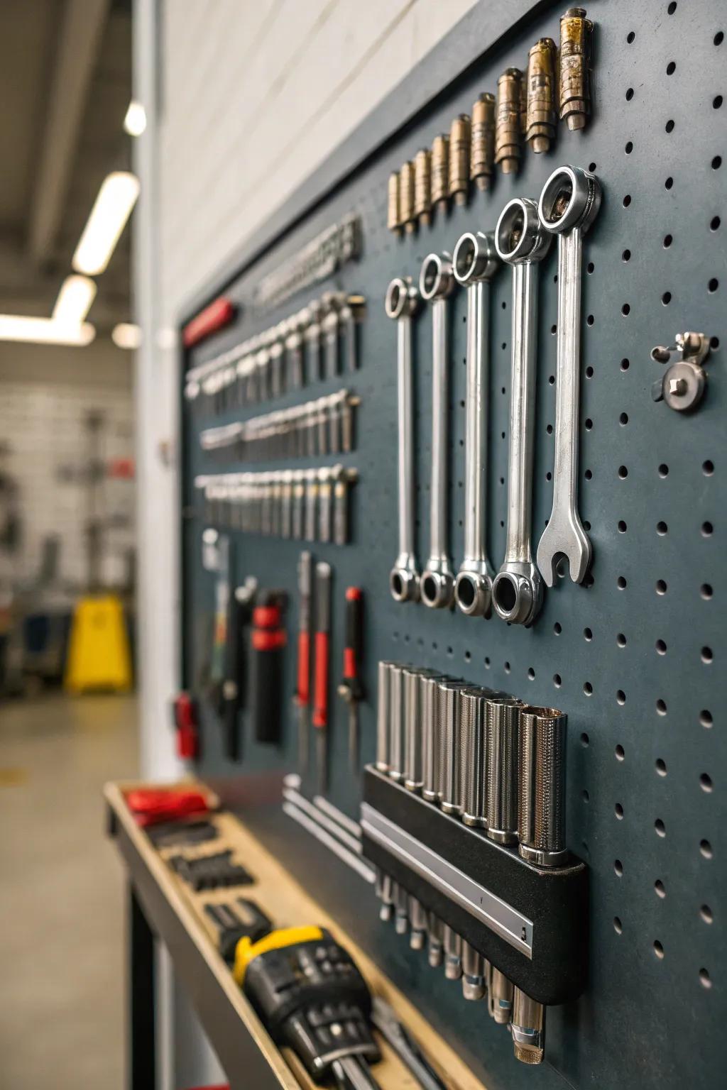 Magnetic boards use attraction to keep tools organized.