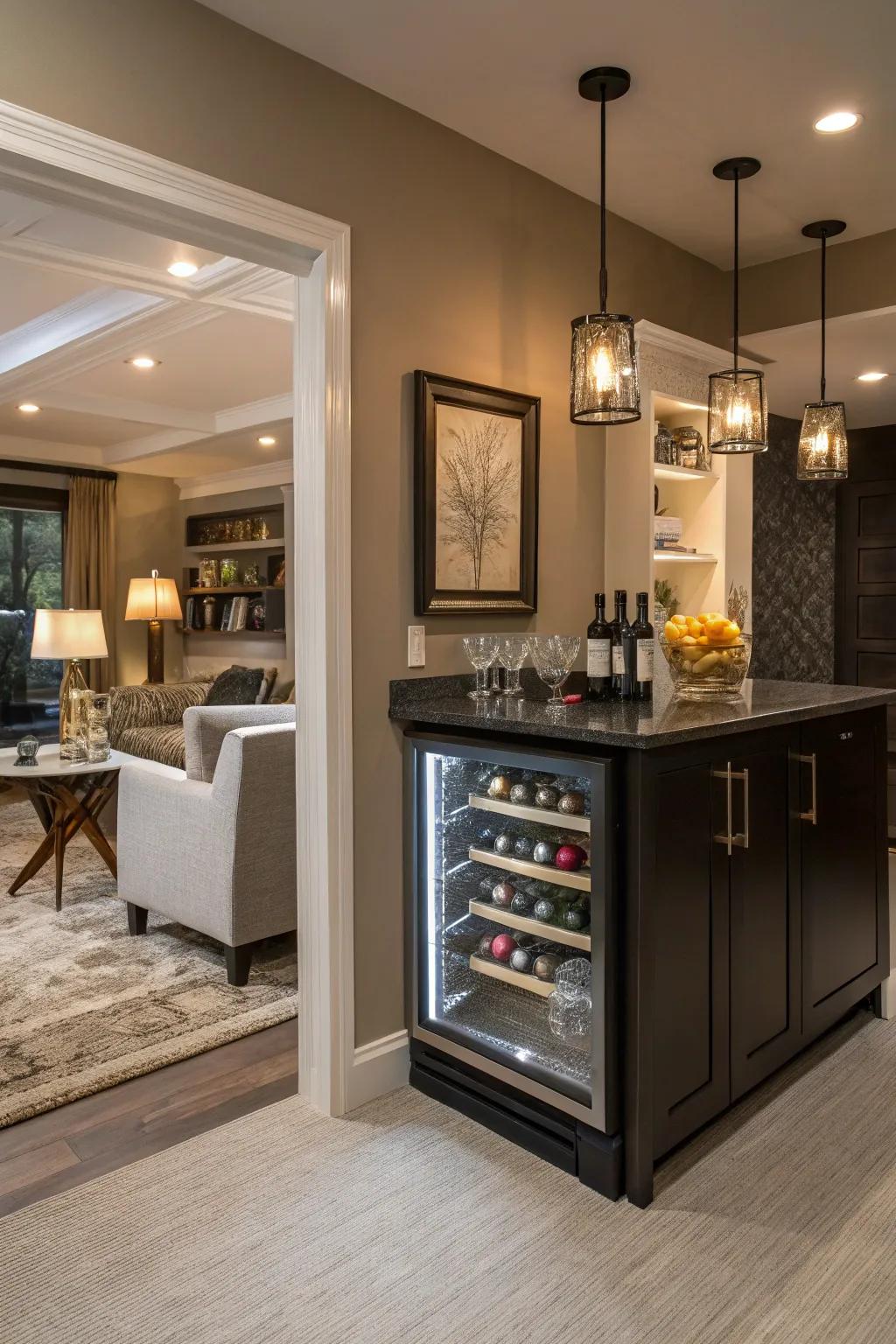 A small chiller imparts convenience and flair to your bar.