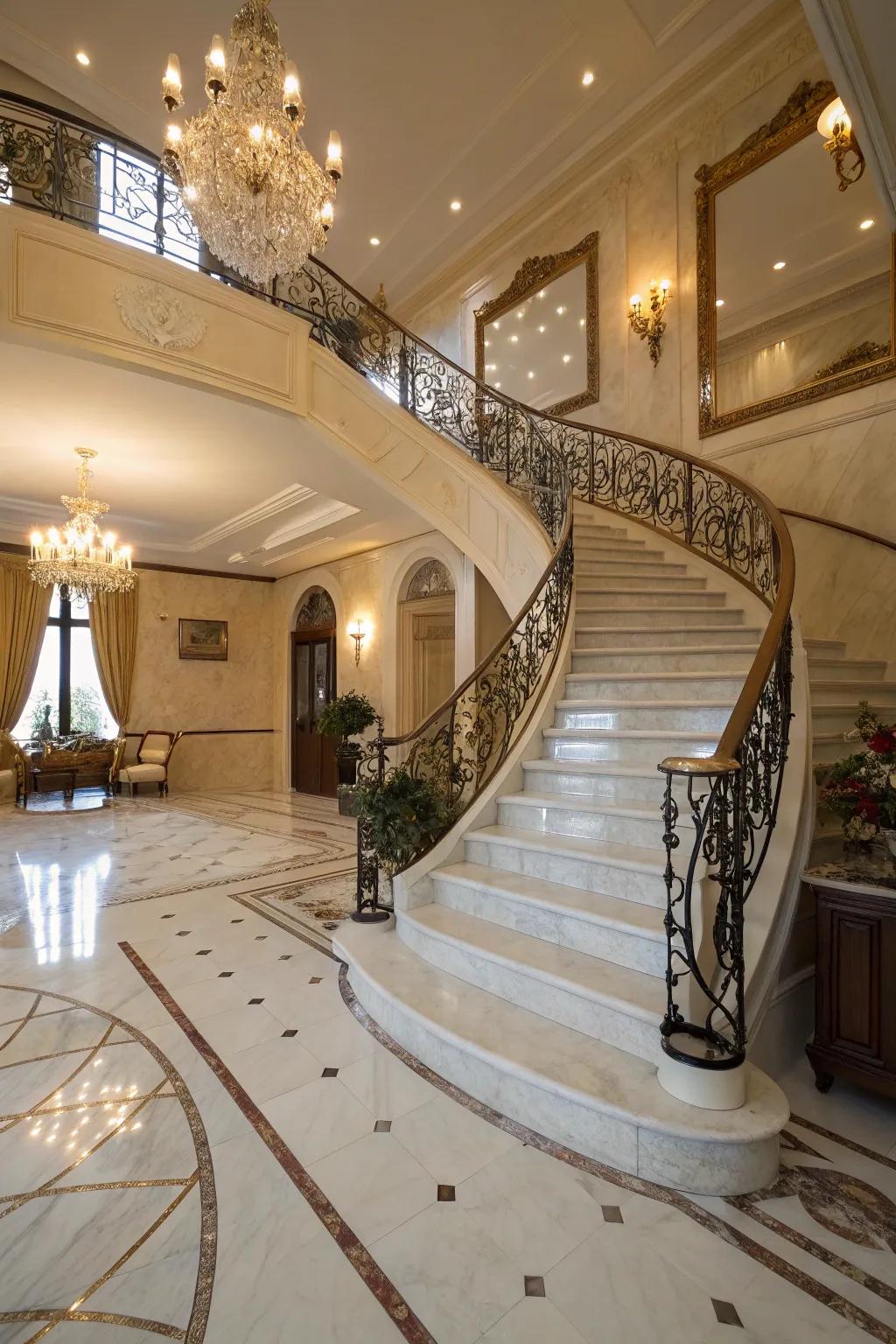 Indulge in luxury with elegant marble stairs.