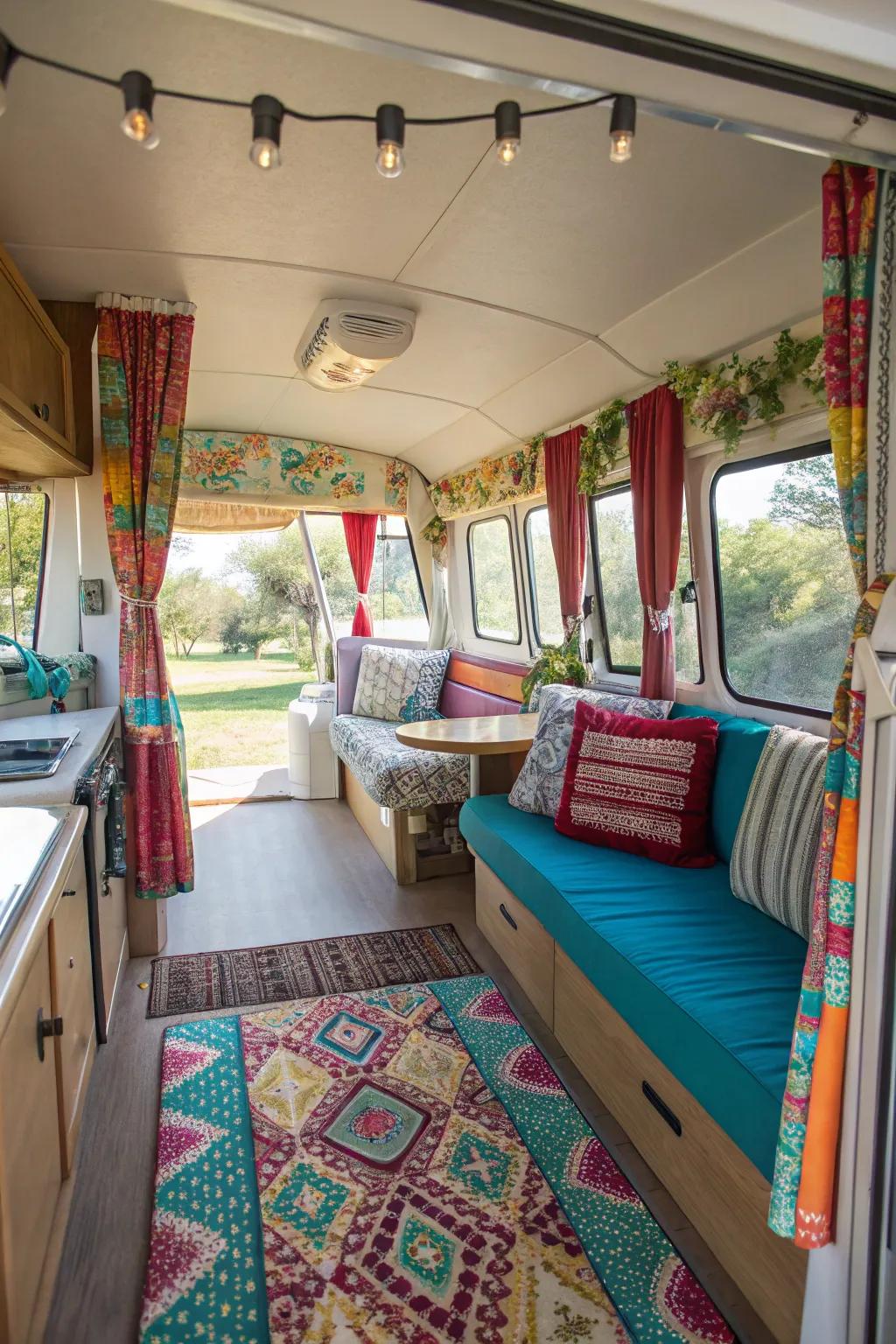 Stylized design bringing a cohesive and delightful vibe to the camper.