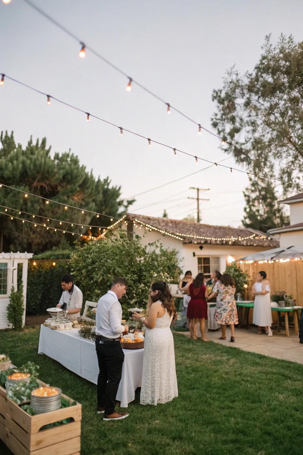 Interactive food stands offer variety and encourage guest mingling.
