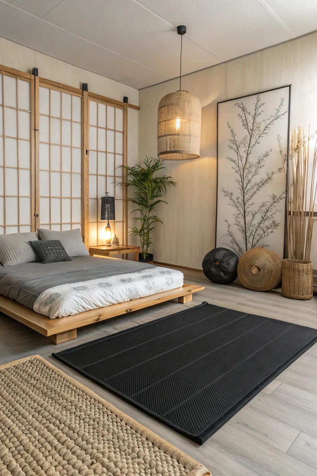 A visual foundation like this tatami surface adds depth and definition to your space.