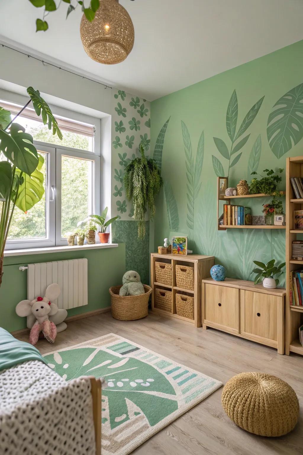 Nature-inspired green shades promote calm and natural connection.