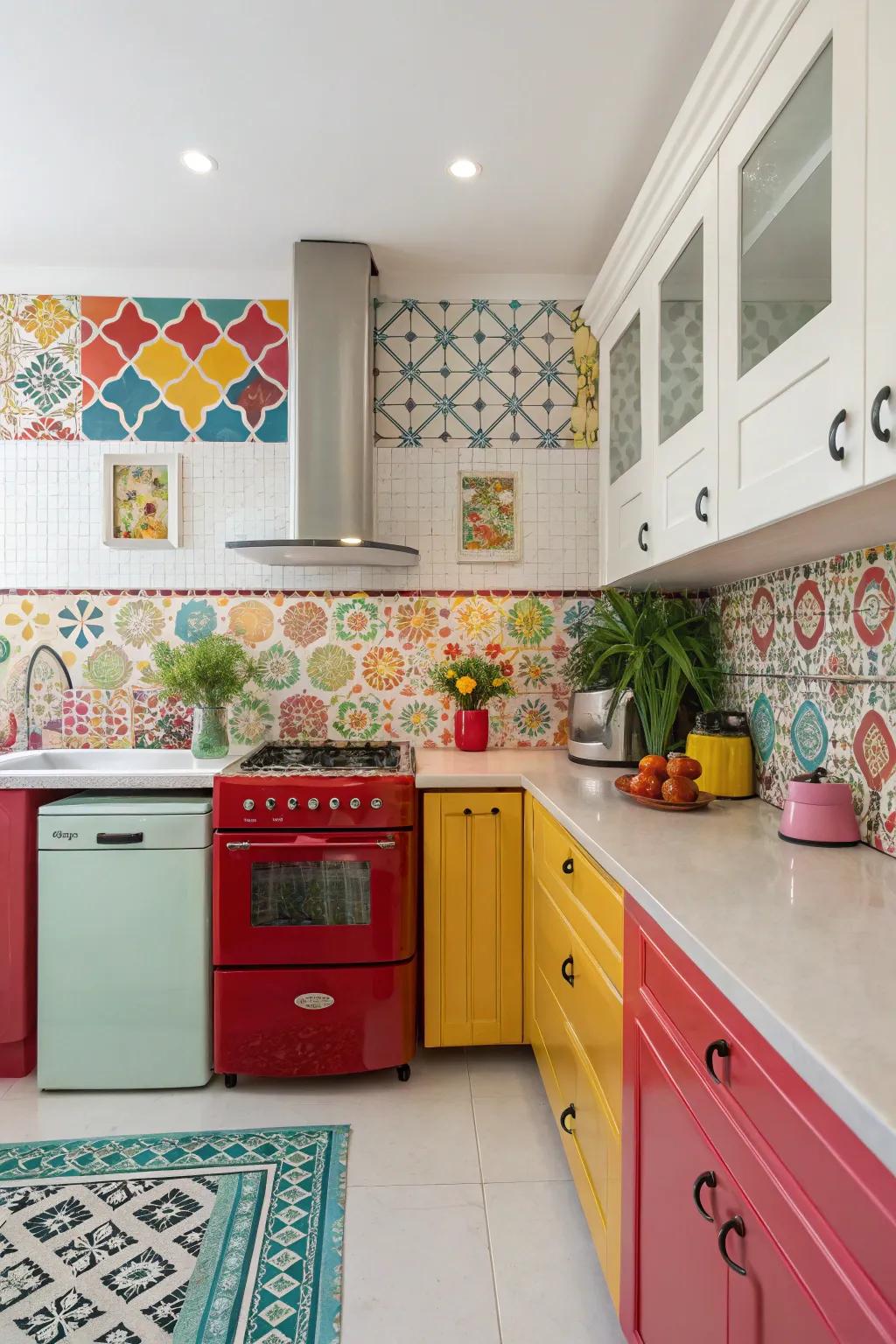 A vibrant accent introduces energy and individuality to your kitchen.