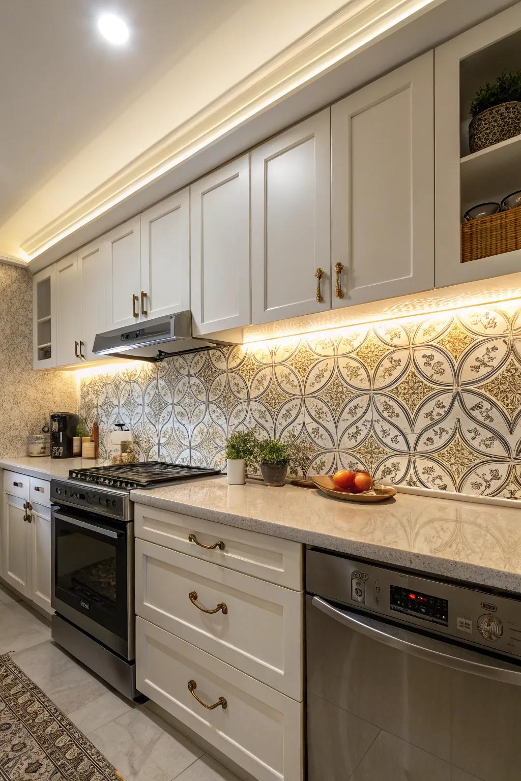 Emphasize your backsplash with lights.
