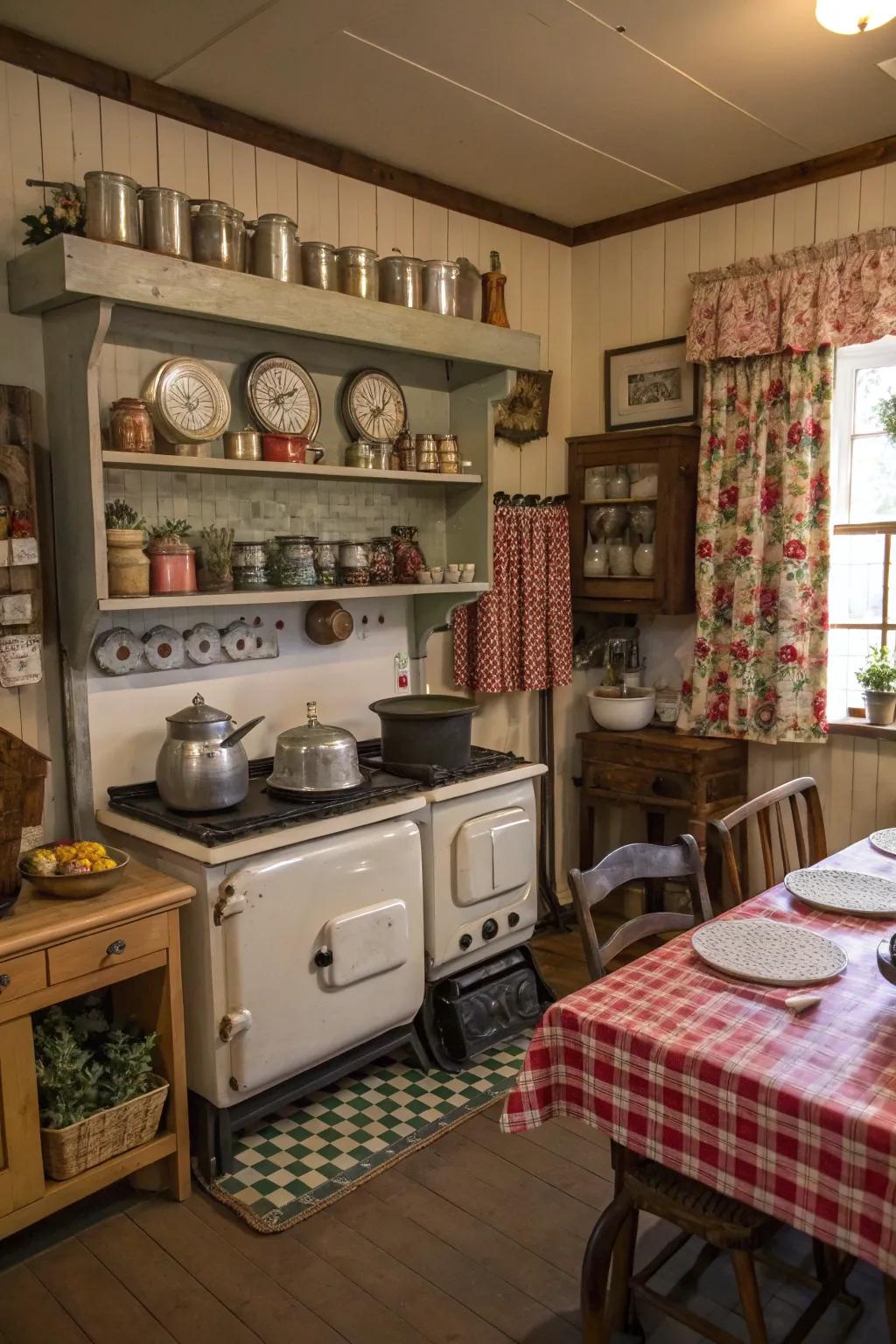 Period pieces add character and a sense of history to the kitchen.