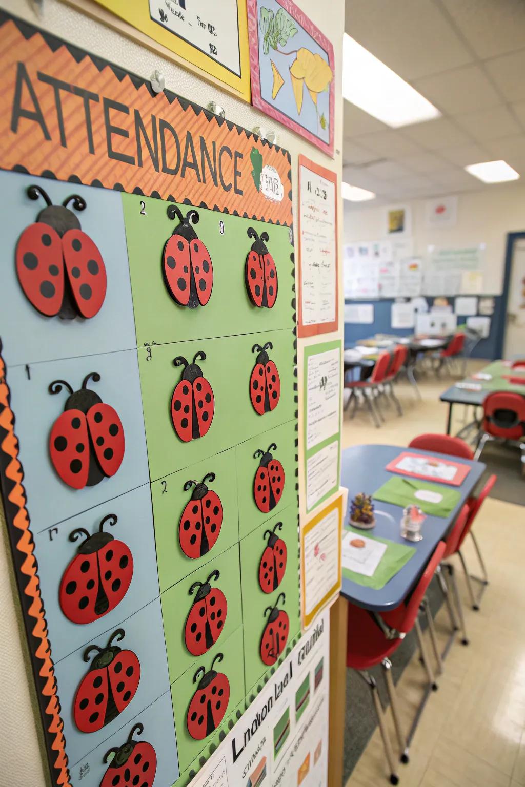 A practical ladybug attendance board that simplifies roll call.