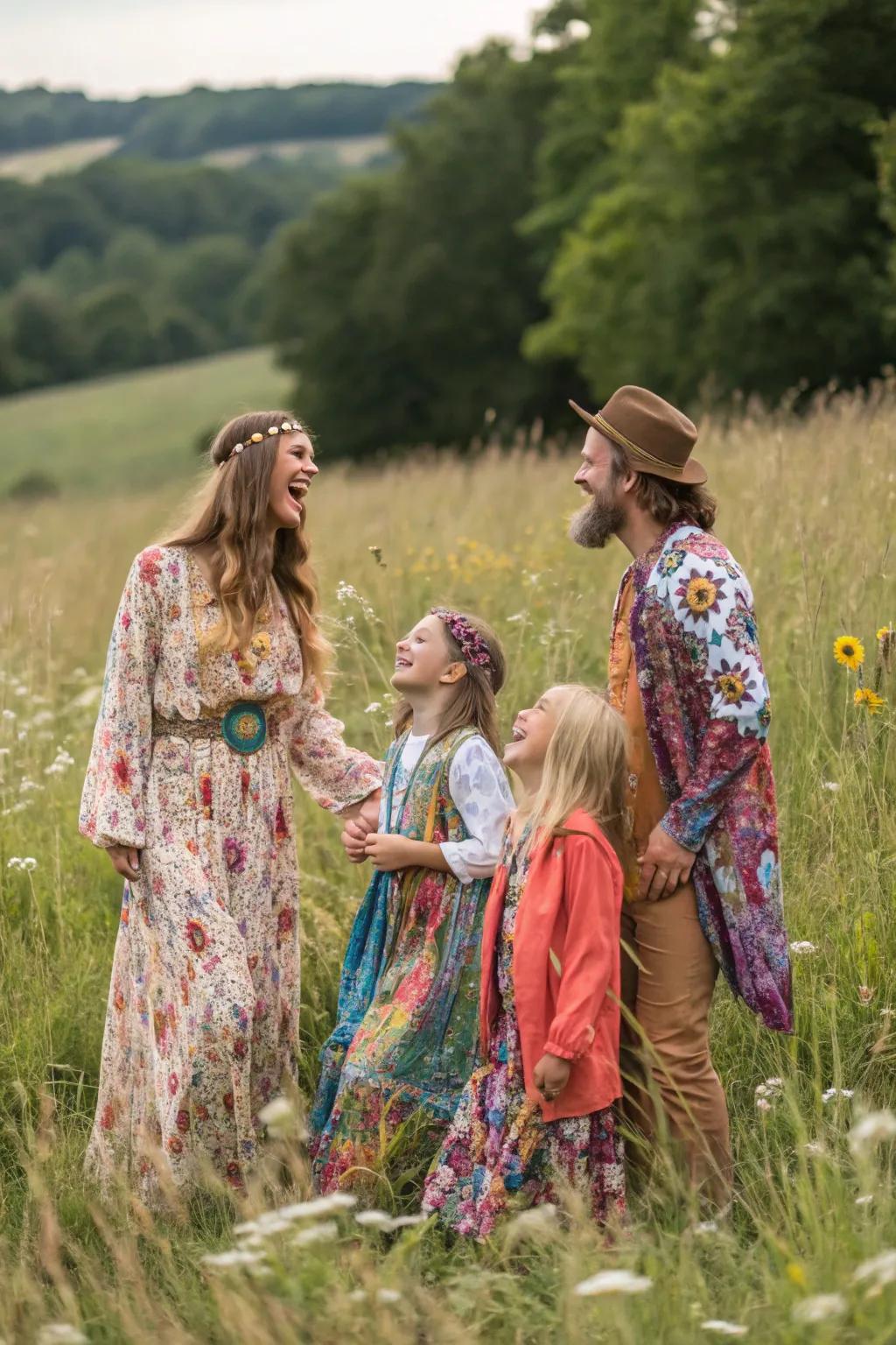 Gypsy styles bring a carefree charm to family photos.
