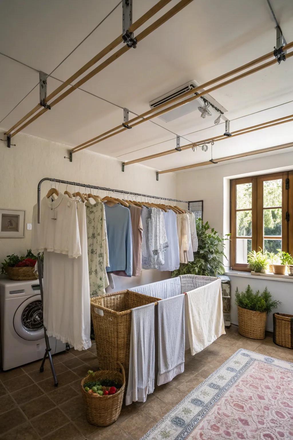 Optimize space with ceiling-suspended drying solutions.