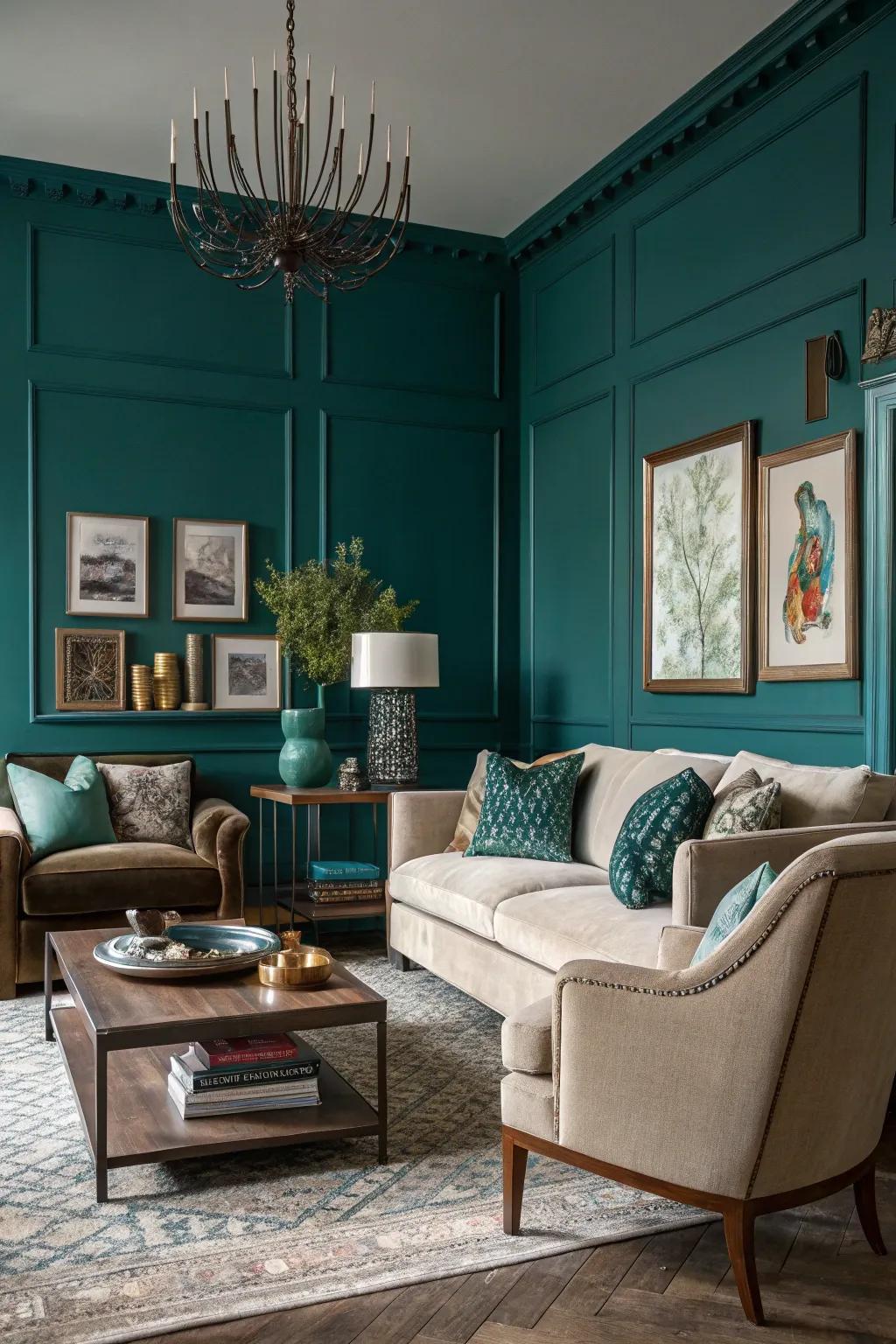 Deep aquamarine for a lush and sophisticated ambiance.