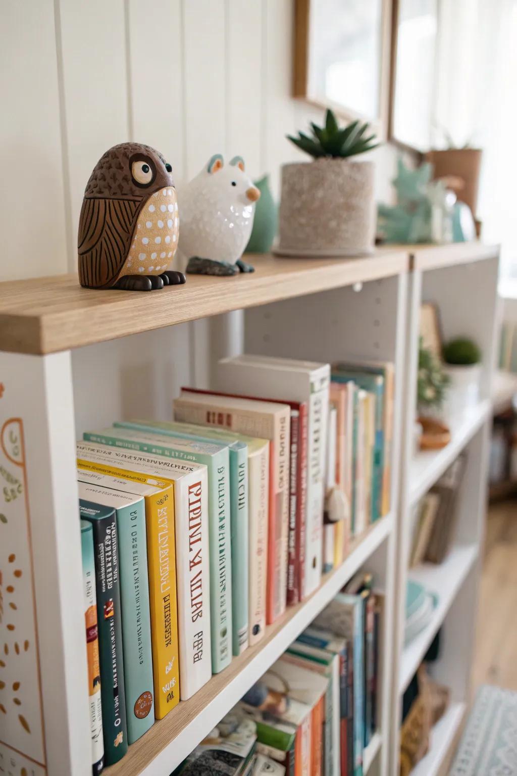 Personalized bookends introduce character and distinctiveness to shelves.