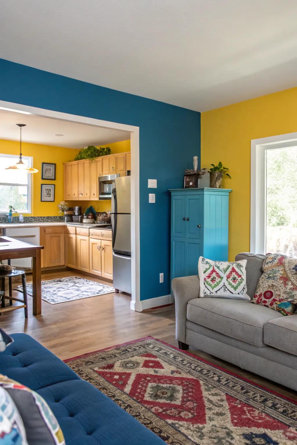 Color division creatively delineates and adds dimension to spaces.