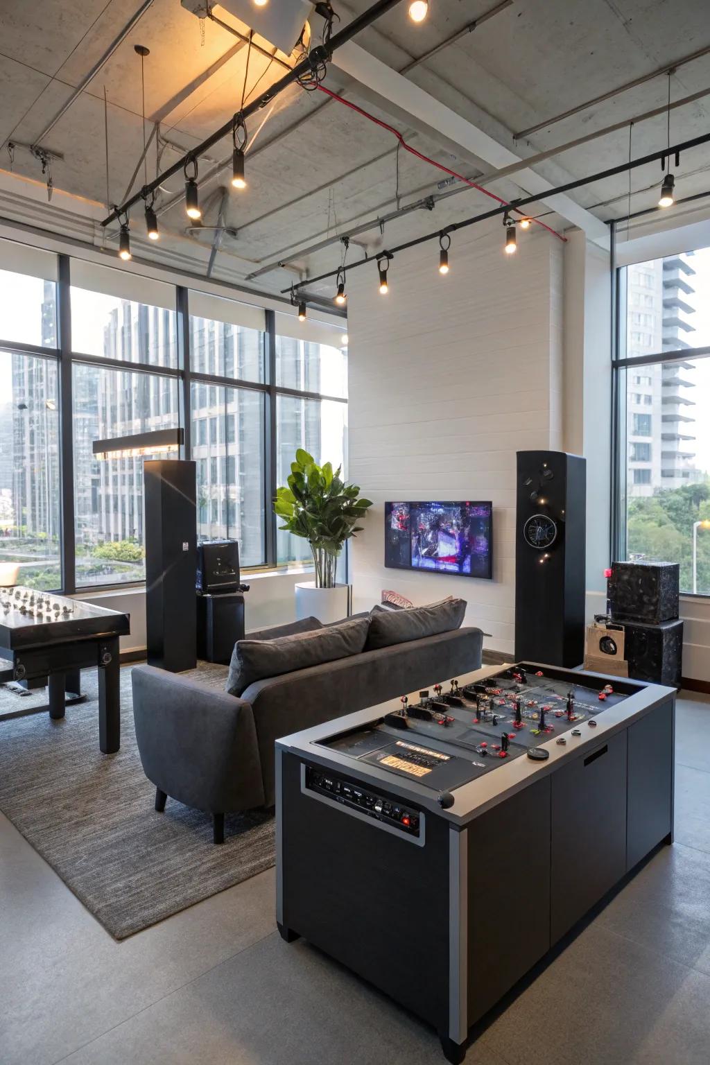 Smart home technology makes the game room more modern and convenient.