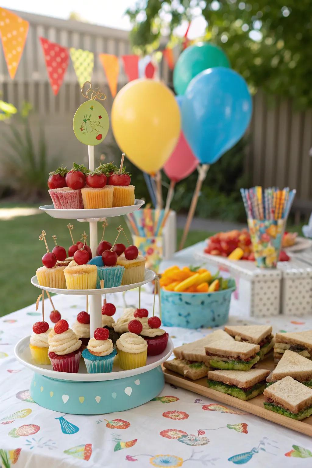 Themed food displays make both dining and decor fun.