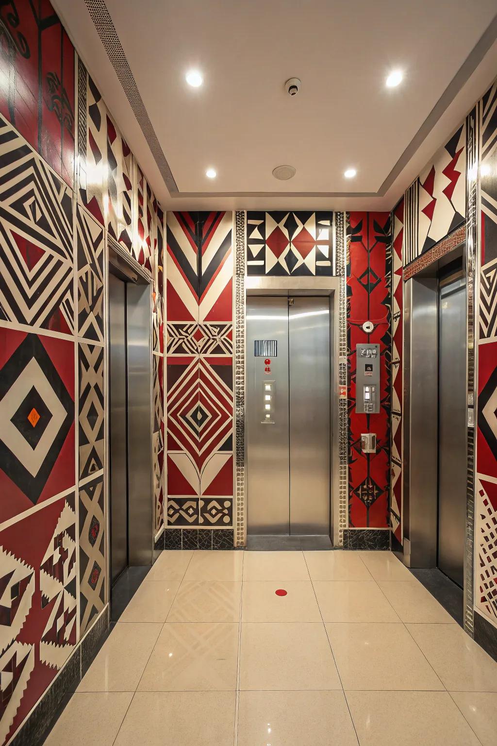 Bold designs add personality and character to this elevator.