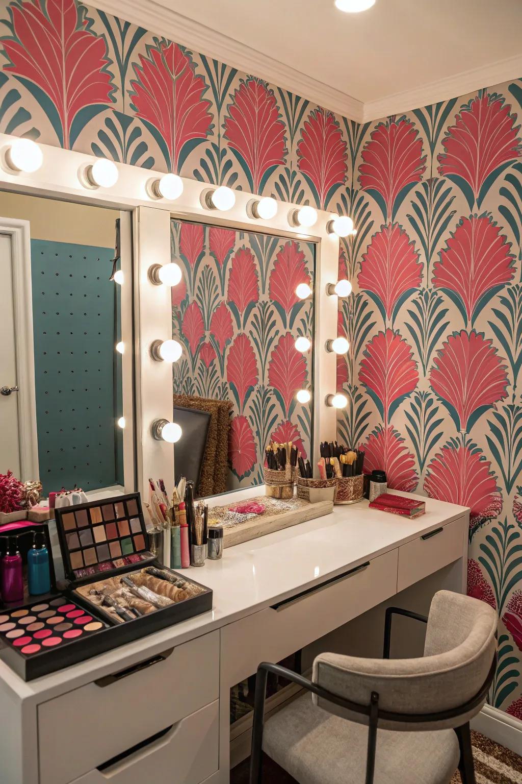 Wallpaper creates a striking feature wall.