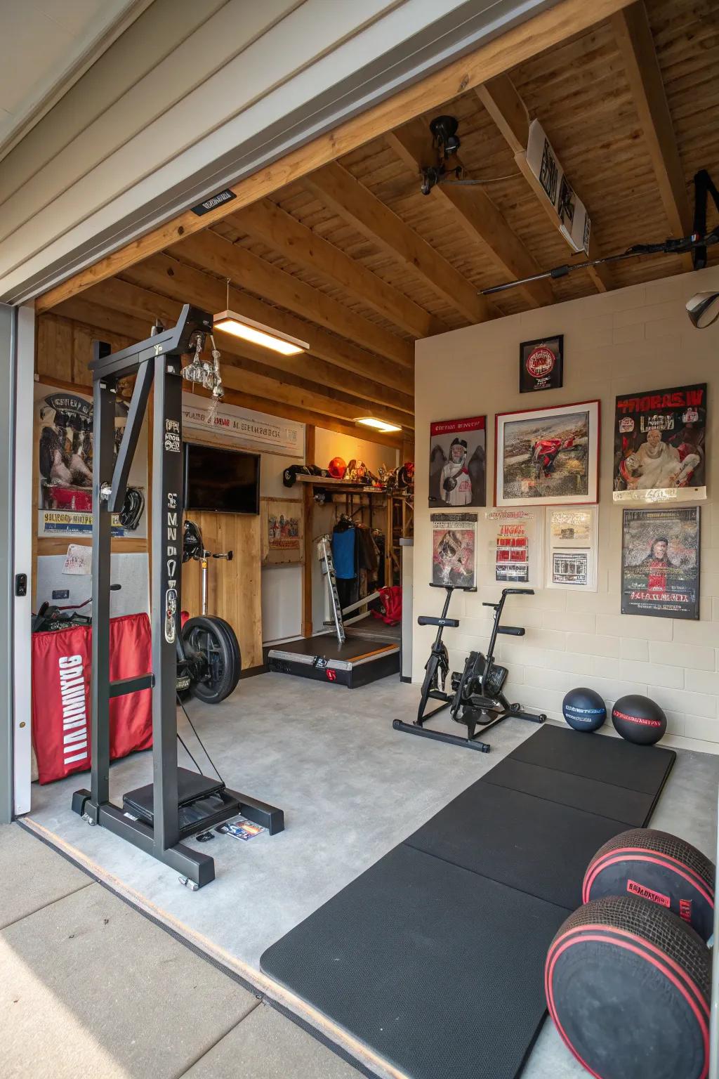 Stay active and relaxed by incorporating a home gym into your man cave.