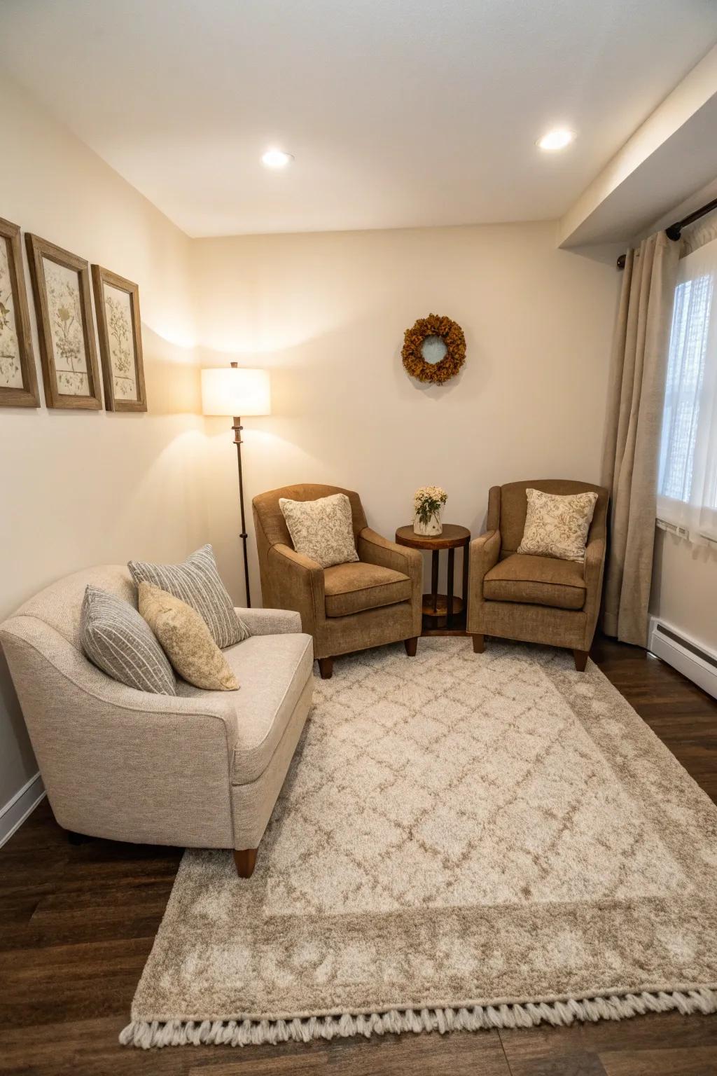 An area rug enhances the style and comfort of your space.