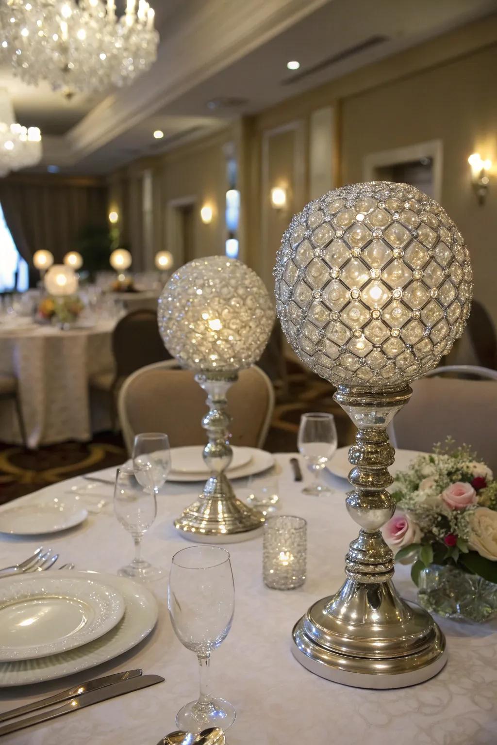 Crystal globes include a bit of refinement and light.
