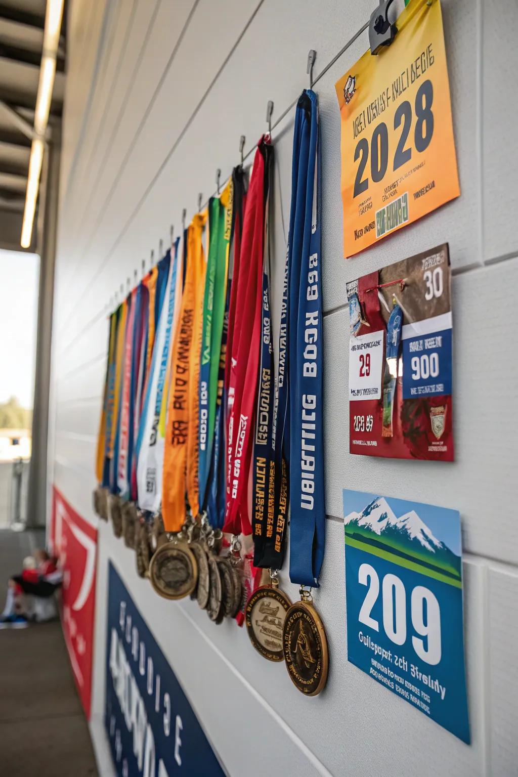 Tell your race story with a bib and medal combo display.