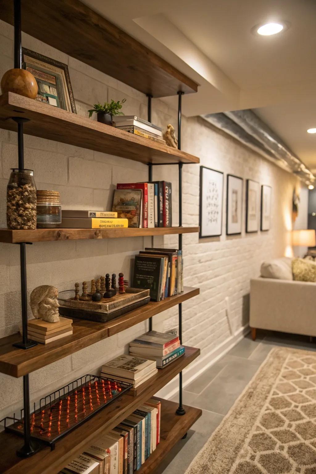 Maintain a tidy and trendy space with well-thought-out shelving solutions.