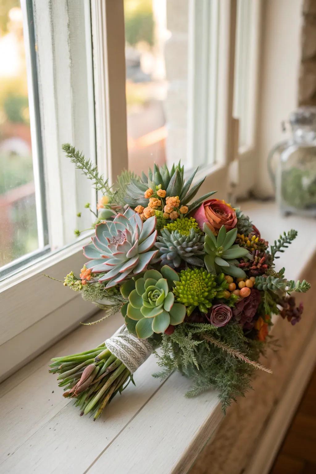 Green plant bouquet, a refreshing gift for nature lovers.