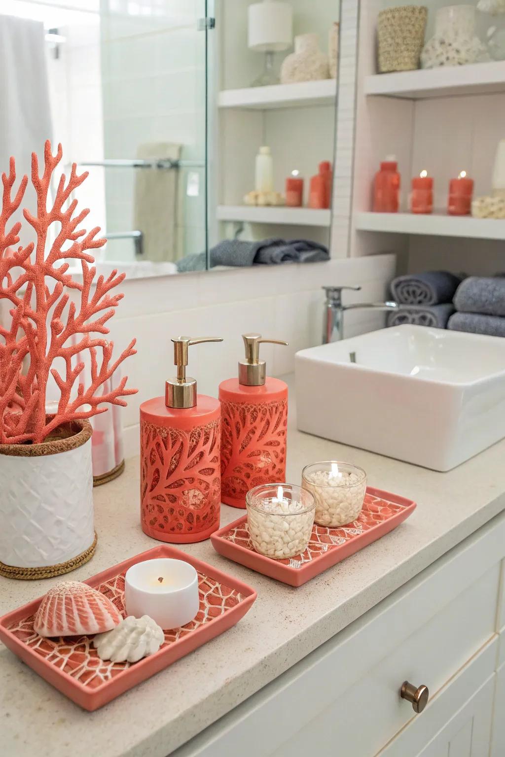 Coral touches add depth and texture to a mermaid bathroom.