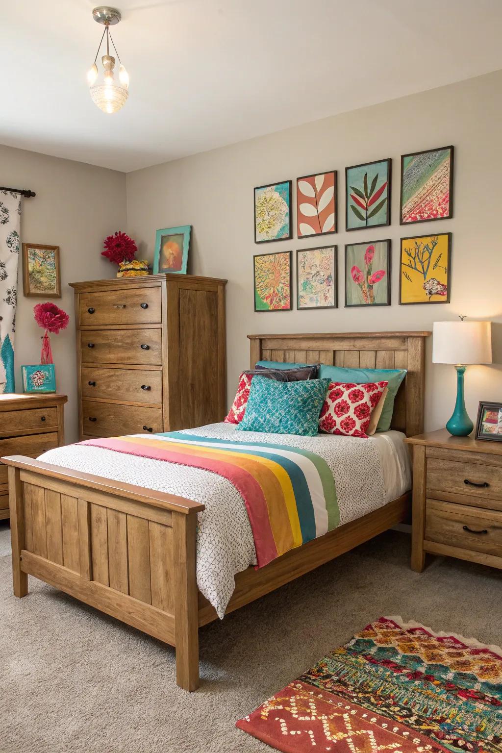 Color accents add a surprising twist to the design.