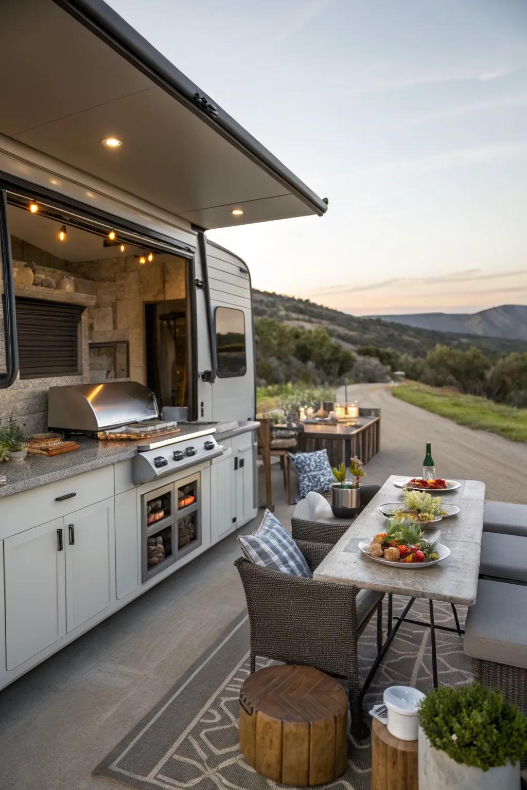 A stylish outdoor kitchen for fun and memorable meals.