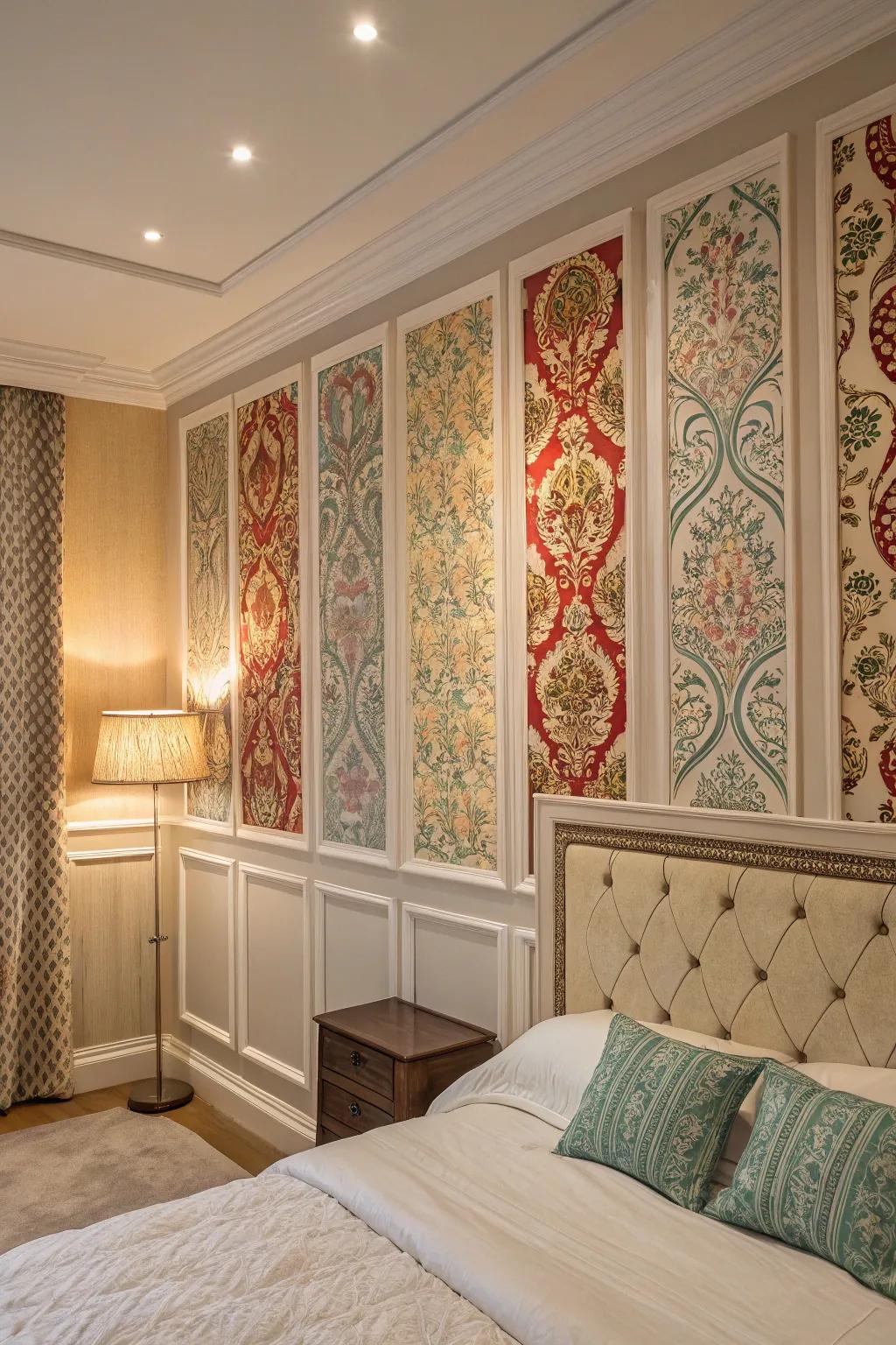 Wallpaper inlays add a splash of art and color.
