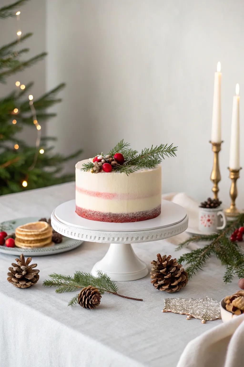 Minimalist magic Christmas cake