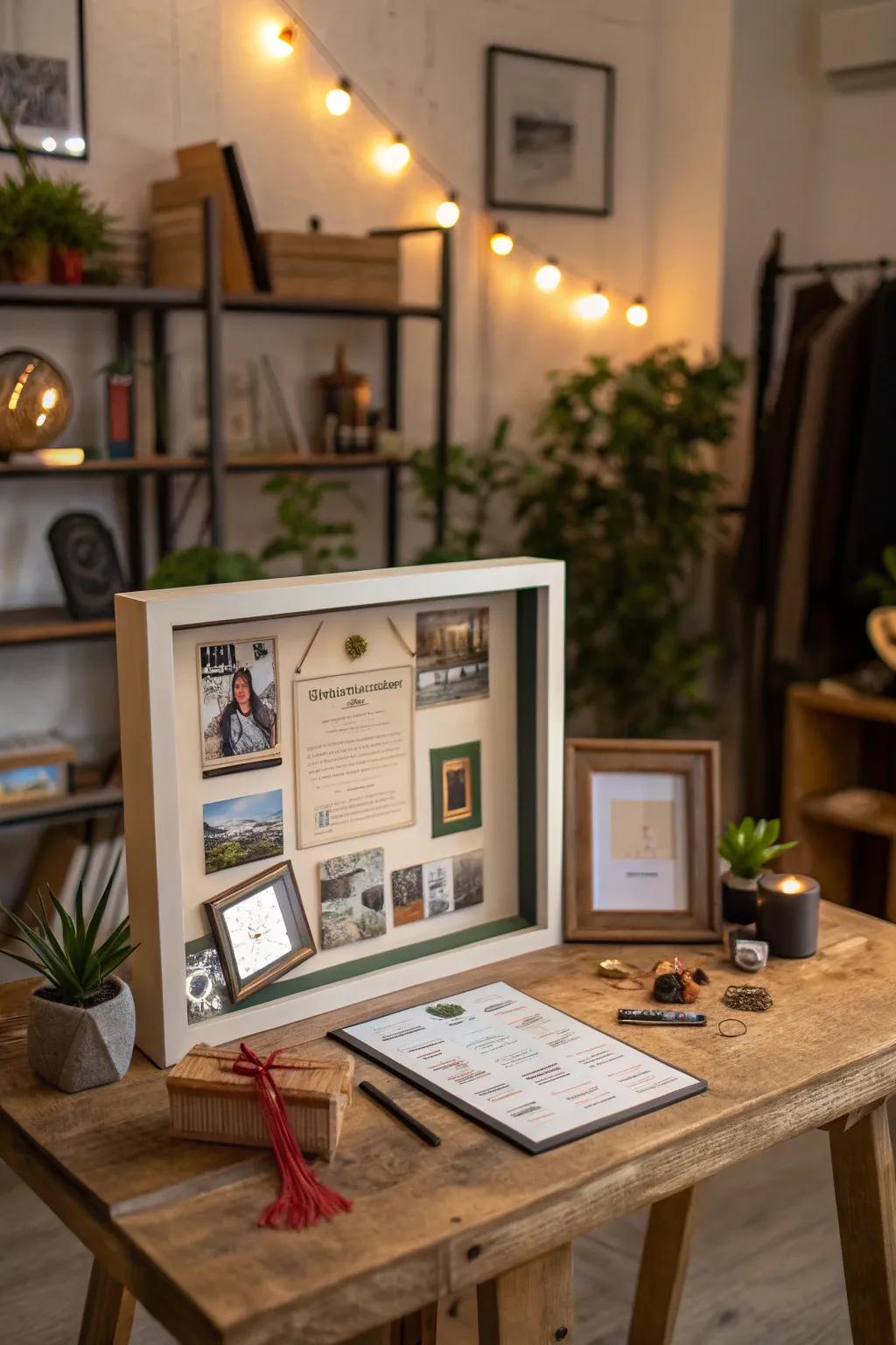 Create a personal gallery with a display case frame that tells your unique story.