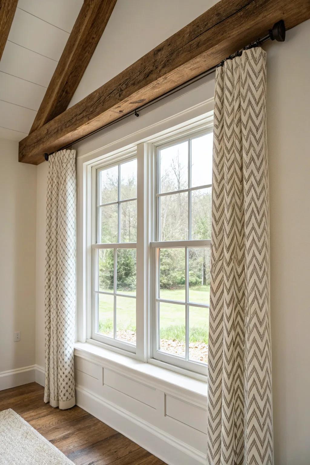Subtle designs on window trim for unique flair.