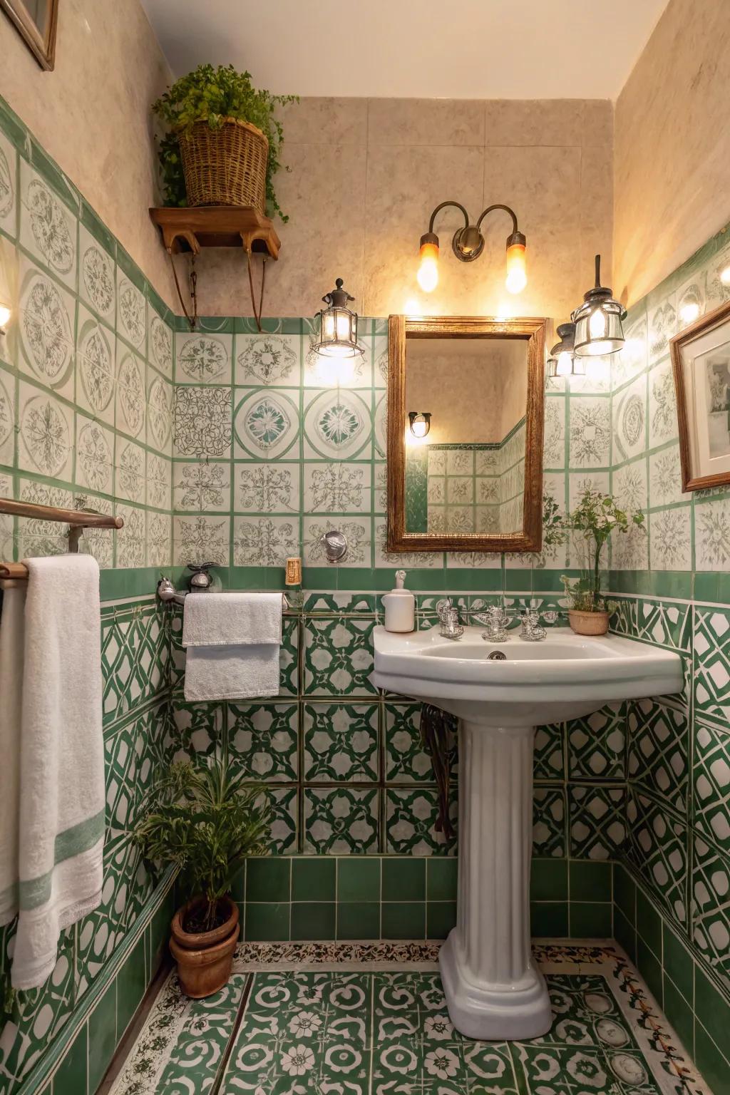 Nostalgic charm using period patterned tiles.