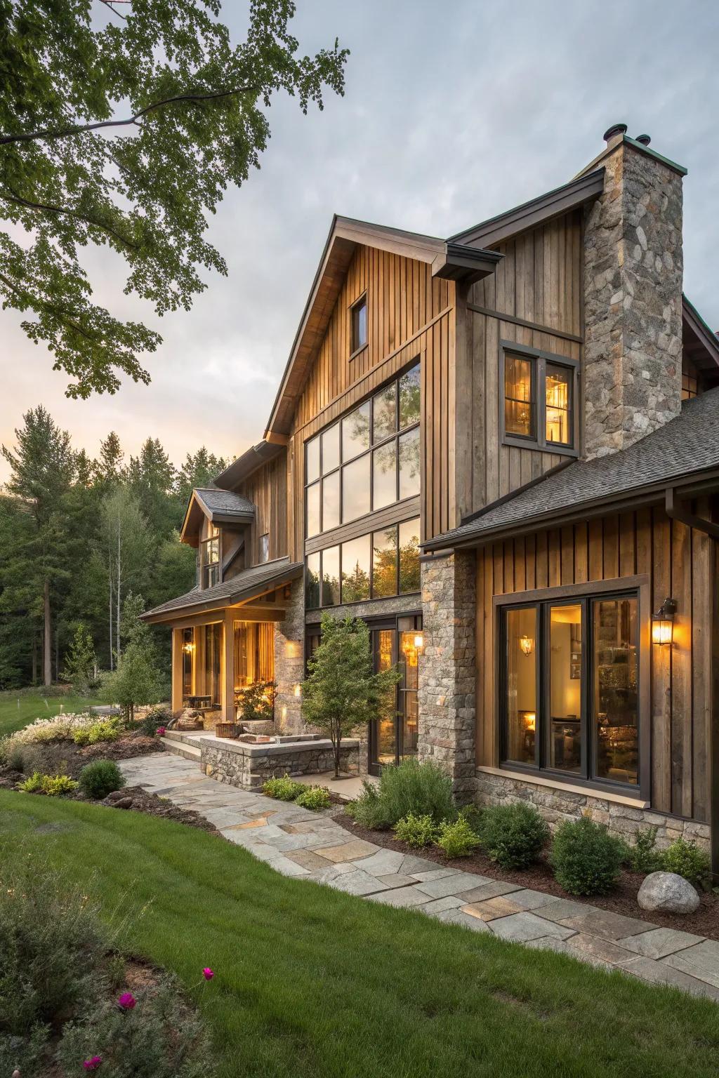 Warm country modern home exterior