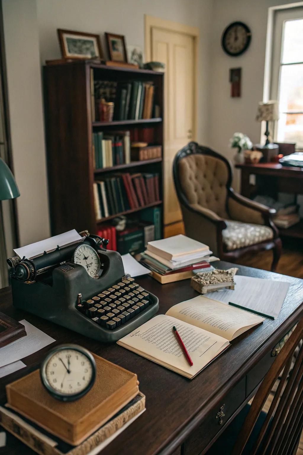 Vintage touches give a unique charm to the office.